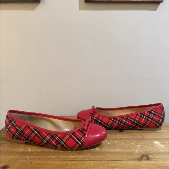 Talbots Red plaid Ballet Flats Size 8 shoes - Picture 2 of 6